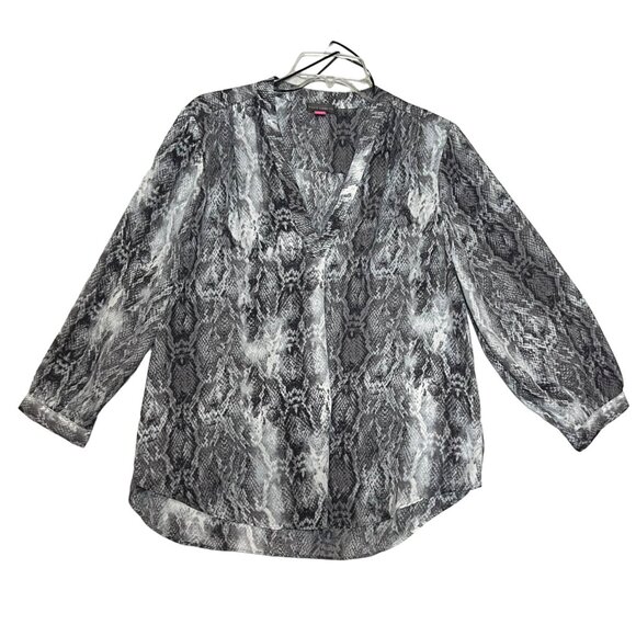 Vince Camuto Women Python Print V-Neck Blouse Size 2X Plus Pull-over 3/4 Sleeve - Picture 1 of 11